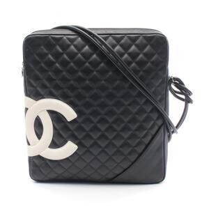 CHANEL Cambon Large Pochette Shoulder Bag/Handbag Leather Women's Black/White...